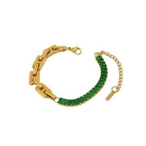 Green Retro Geometric Stainless Steel Plating Bracelet